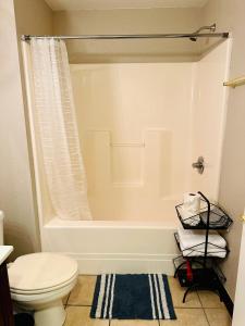 加特林堡Rustic ridge 01的浴室配有白色浴缸和卫生间。