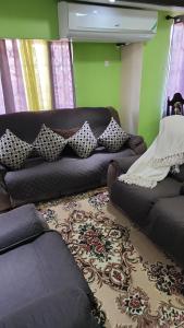 蒙特哥贝Comfort Zone的带沙发和地毯的客厅