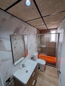 哈恩Piso Jaén Parque的浴室配有白色水槽和淋浴。