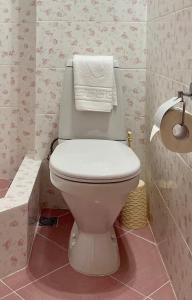 苏呼米Гостевой Дом Феникс的浴室设有卫生间,上面备有毛巾。