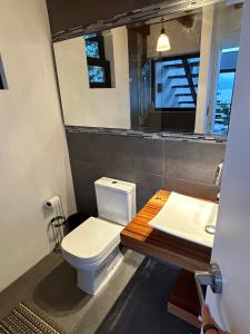 圣克鲁斯拉拉古纳Atitlan Sunset Lodge的一间带卫生间和水槽的浴室