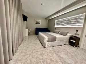 卡拉芭蒂纳Hotel El Paraíso的一间卧室设有一张大床和一个窗户。
