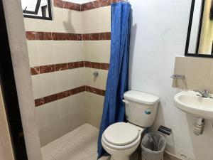 圣克里斯托瓦尔-德拉斯卡萨斯LA VILLA DE LA ABUELA的一间带卫生间和水槽的浴室