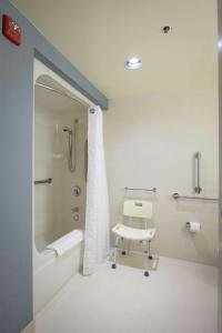 宾厄姆顿宾厄姆顿希尔顿逸林酒店的带淋浴的浴室和椅子