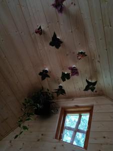 萨尔特-雷斯温泉les Refuges du Chalet的天花板上设有蝴蝶的房间