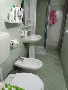 巴格里亚Holiday home La Rinascita的浴室配有卫生间、盥洗盆和淋浴。