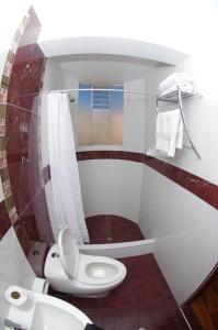 普诺Hostal Mirador Korichaska的一间带卫生间和淋浴的小浴室