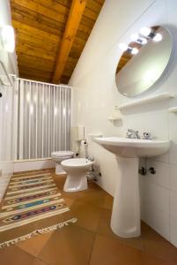 LandroFeudo Tudia的一间带水槽、卫生间和镜子的浴室