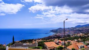 丰沙尔Casa Gina, with views to Funchal Bay的享有市景和海景,拥有街灯