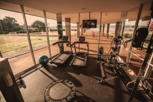 巴西利亚巴西利亚皇宫酒店的健身房设有数台跑步机和电视