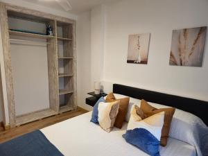 艾姆布里亚布拉瓦Apartamento El olivo的卧室配有带枕头的床铺和窗户。