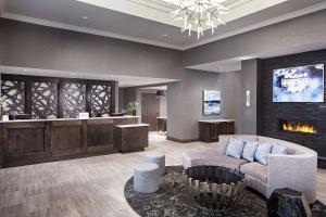 亚特兰大Homewood Suites by Hilton Atlanta Lenox Mall Buckhead的带沙发和壁炉的客厅