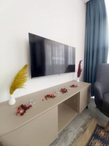 AksuEthica Suite Luxury Houses的客厅的墙上配有电视