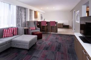 哥伦比亚Hilton Garden Inn Columbia Downtown的带沙发的客厅和候机室