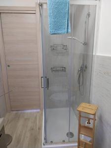 马达莱纳LA Pavoncella的浴室里设有玻璃门淋浴