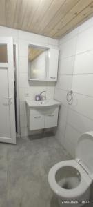 契拉勒Teo Hotel的白色的浴室设有卫生间和水槽。