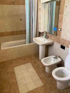 巴里橄榄树旅舍的浴室配有卫生间、盥洗盆和浴缸。