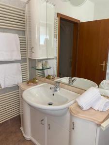 利莫内-苏尔加达La Casa sul Lago Apartments - Olive Tree Apartment的白色的浴室设有水槽和镜子