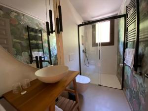 特尔河畔比拉利翁加El Serrat De Tregura的一间带水槽和淋浴的浴室