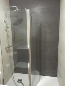 贝尔蒙特Conde Lucanor的浴室里设有玻璃门淋浴