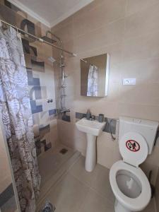 诺弗多伊兰Lazarov Apartments的一间带卫生间和水槽的浴室
