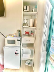 帕拉帕拉乌穆Observation Guest Suite的一间带微波炉和冰箱的小厨房