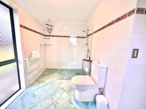 帕拉帕拉乌穆Observation Guest Suite的白色的浴室设有卫生间和淋浴。