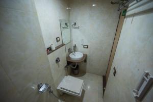 西里古里Rajdarbar Hotel & Banquet, Siliguri的一间带水槽和卫生间的小浴室