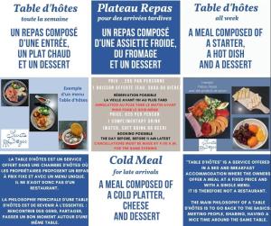 加来B & B Les Secrets des Loges的餐厅的菜单的传单