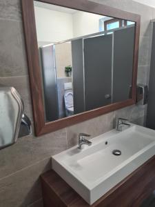 GántECO RIBELLIUM的浴室设有白色水槽和镜子