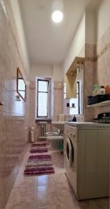 都灵Ottimo appartamento " Pala Alpitour"的一间带洗衣机和地毯的大浴室