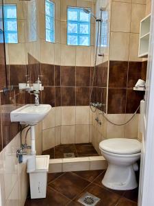奥赫里德钦格别墅的浴室配有卫生间、盥洗盆和淋浴。