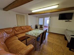 克卢日-纳波卡Cabana Muntelui的客厅配有沙发和桌子
