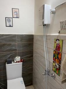 SamandağıLane Palmiye的一间位于客房内的白色卫生间的浴室