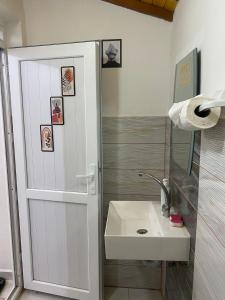 SamandağıLane Palmiye的一间带水槽和淋浴的浴室