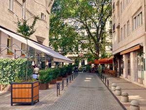 布达佩斯保洛伊精品公寓的植物和建筑城市的街道