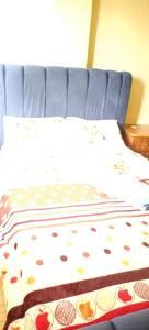 MigoriAkira Safaris Furnished Apartment的床上配有polka 点枕头的床