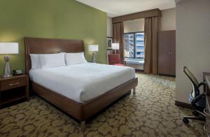 芝加哥Hilton Garden Inn Chicago Downtown Riverwalk的一间卧室,卧室内配有一张大床