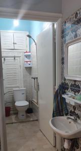萨菲amine adnane的一间带卫生间和水槽的小浴室