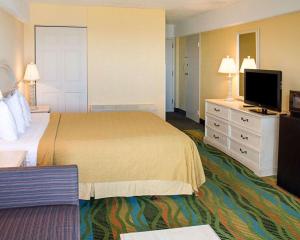 弗吉尼亚海滩海滨套房品质酒店的配有一张床和一台平面电视的酒店客房