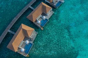 FenfushiRadisson Blu Resort Maldives with 50 percent off on Sea Plane round trip 03 nights & above的水上度假村的空中景观