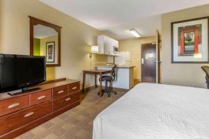 凤凰城凤凰城鹿谷美国长住酒店的配有一张床和一台平面电视的酒店客房