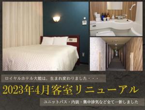 大馆市大馆皇家酒店的两张图片的酒店客房 - 带一张床和一个水槽