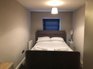 基督城Charming 2-Bed Apartment in Christchurch的一间小卧室,配有带两个枕头的床