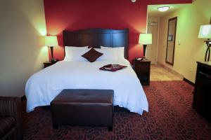联合市汉普顿酒店联合城市酒店的酒店客房带一张大床和一把椅子