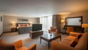 柯罗格伦都柏林机场克莱顿酒店的酒店客房设有床和客厅。
