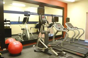 雷丁雷丁汉普顿套房酒店的健身房设有数台跑步机和镜子
