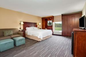 萨默塞特萨默塞特汉普顿酒店的一间卧室配有一张床、一张沙发和一台电视。