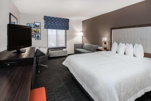 圣马科斯圣马科斯汉普顿套房酒店的配有一张床和一台平面电视的酒店客房