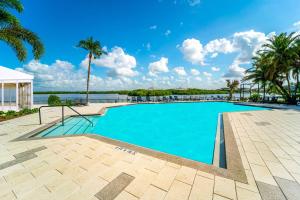 坦帕DoubleTree by Hilton Tampa Rocky Point Waterfront的享有水景的游泳池